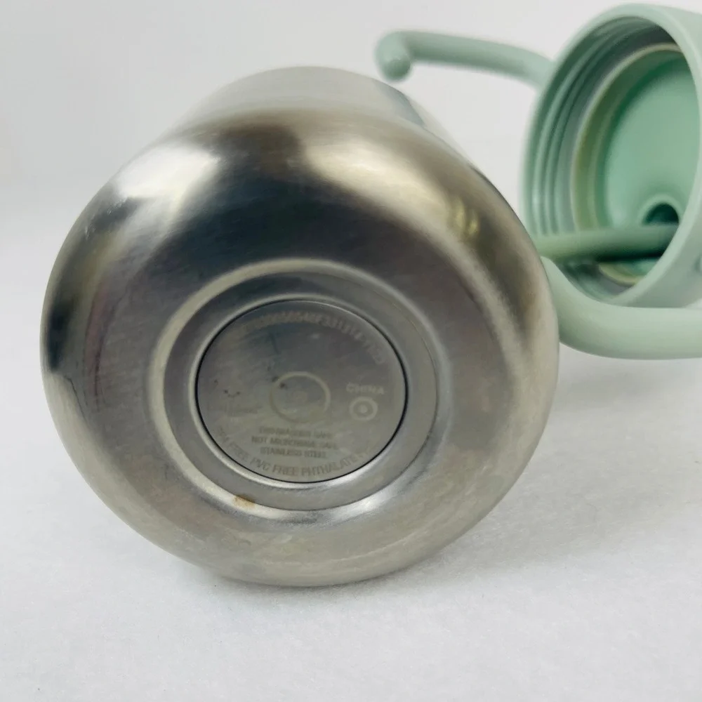 Cloud Island Stainless Steel Toddler Sippy Cup with Silicone Straw Sage Green